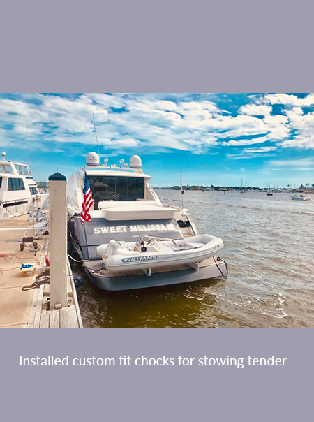 installed custom fit chocks for stowing tender