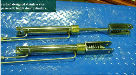 Custom designed stainless steel passerelle door cylinders