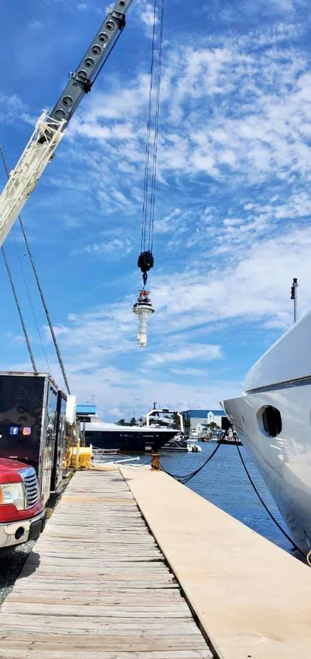 a windlass hanging on a crane